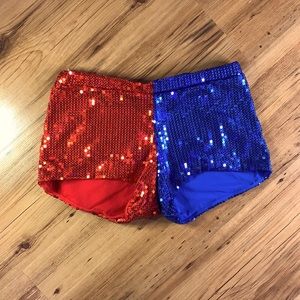 Red & Blue Harley Quinn Costume Shorts
